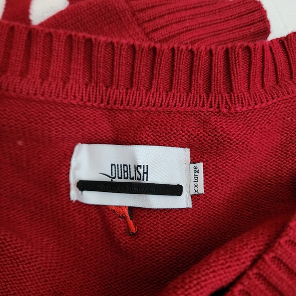 Publish The Lorenz Cardigan Sweater Red White Men's XXL V-Neck Cotton Classic - Picture 7 of 10